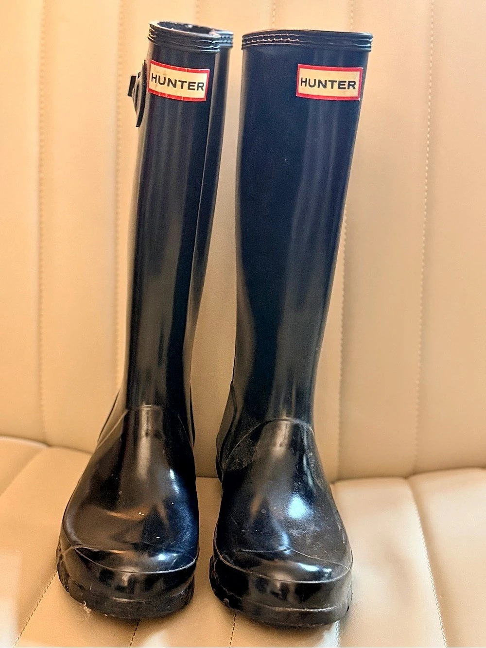 CLASSIC! Hunter Original Tall Gloss Rain Boots Black EUC